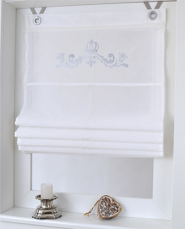 Raffrollo_Ösenrollo_Kessy_Crown_weiss