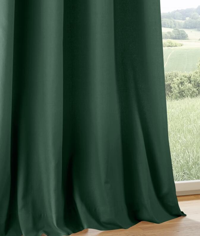 Baumwollvorhang Duck dunkelgrün – Detail des blickdichten Stoffes