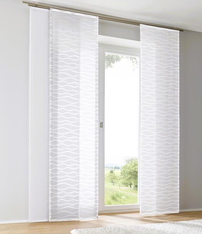 Kombination Schiebegardine Enya weiß Ausbrenner und Uni