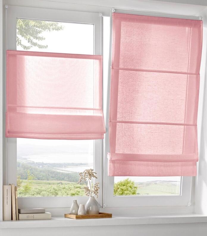 Raffrollo verspannt Brondby Move rose Doppelfenster