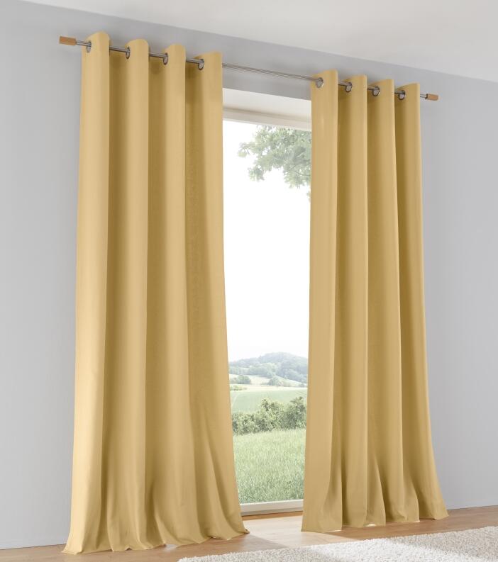 Vorhang Baumwolle strohgelb für Gardinenstangen