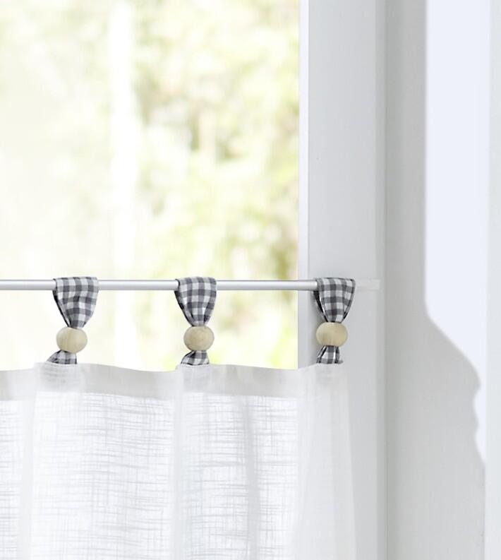 Cottage Scheibengardine Schlaufen Landhaus weiss grau