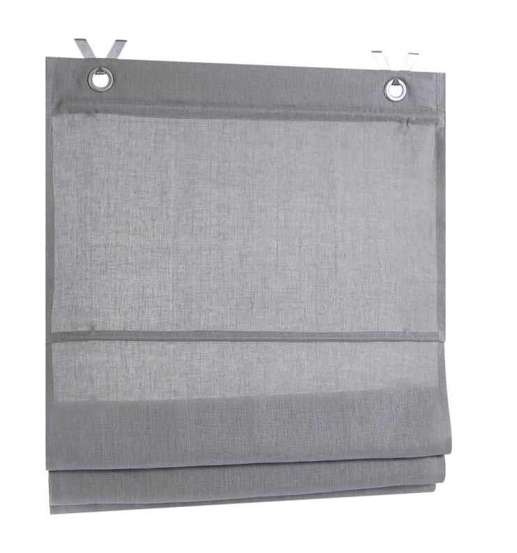 Leinenrollo grau nach Maß Ösenaufhängung