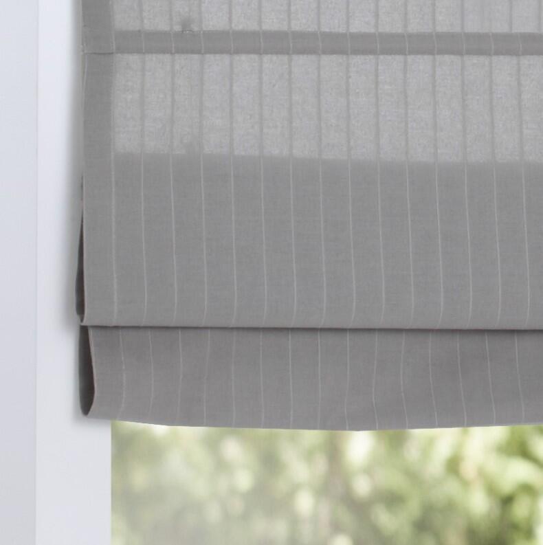 Blickdichtes Raffrollo / Ösenrollo Verlock grau gestreift - Breite 45 - 120 cm - Baumwolle Raffrollo