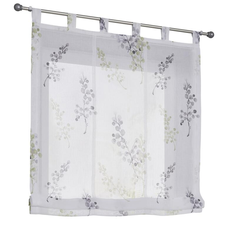 Raffrollo Danny weiß mit Schlaufen lichtfilternd halbtransparent