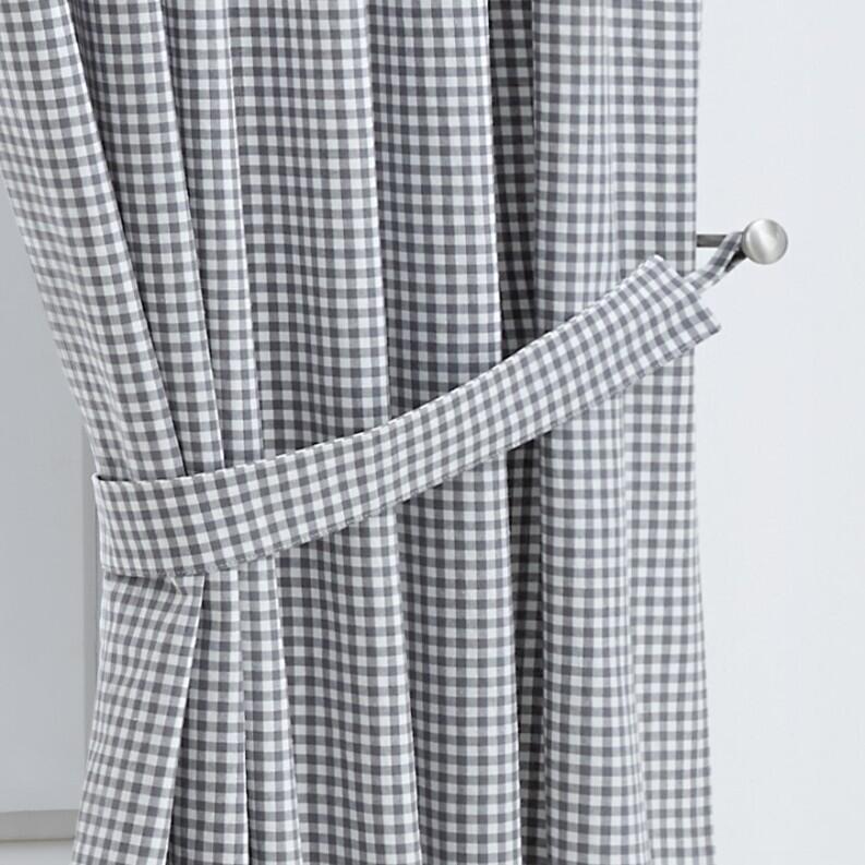 Vorhang Cottage weiß grau Raffhalter