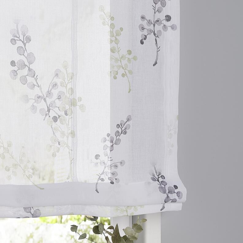 Raffrollo Danny weiß mit Schlaufen halbtransparent lichtdurchlässig