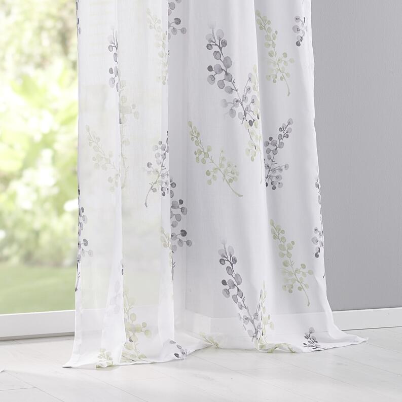Danny wei9 grün Ösengardine Muster floral
