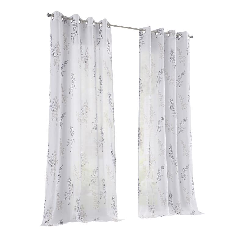 Vorhang Gardine Danny weiß taupe halbtransparent