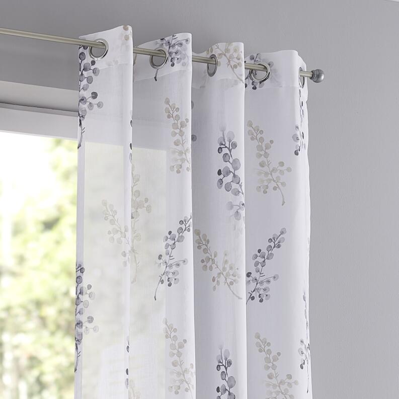 Vorhang Gardine Danny weiß taupe Metallösen silber