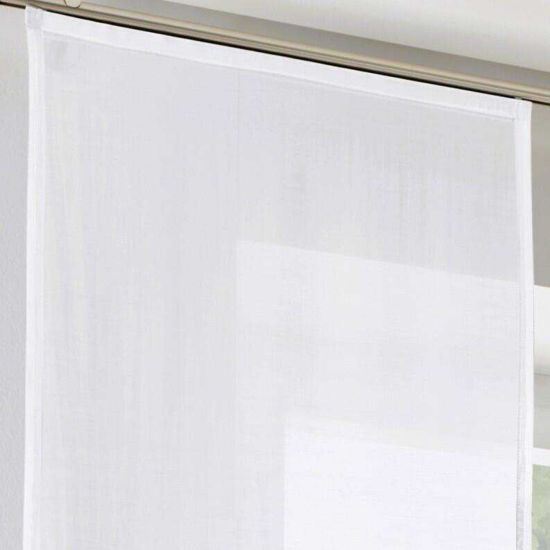 Schiebegardine Enya einfarbig weiß Paneelwagen für Schiene