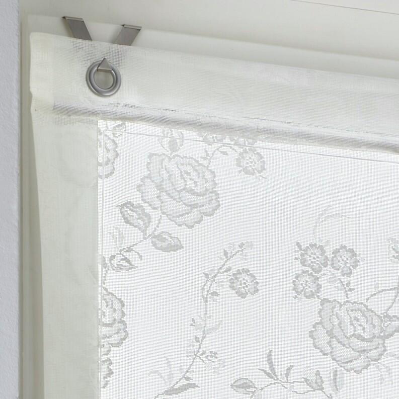 Raffrollo Ösenrollo Florence creme Ösenaufhängung Edelstahlhaken