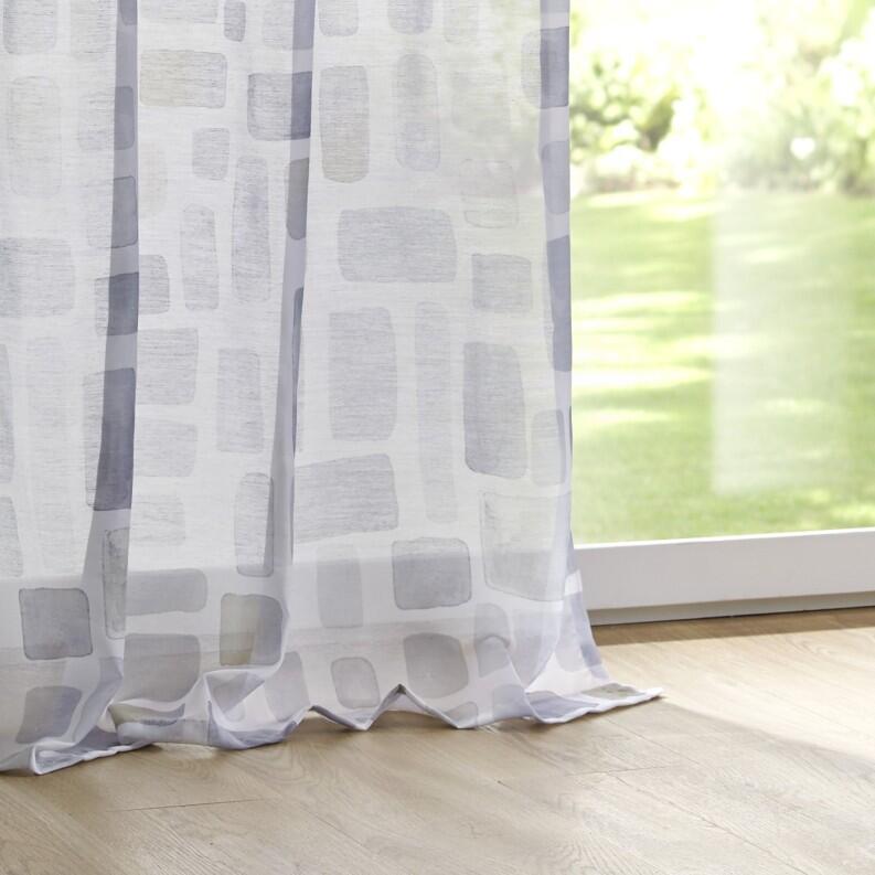 Vorhang Gardine Glen weiß grau taupe halbtransparent