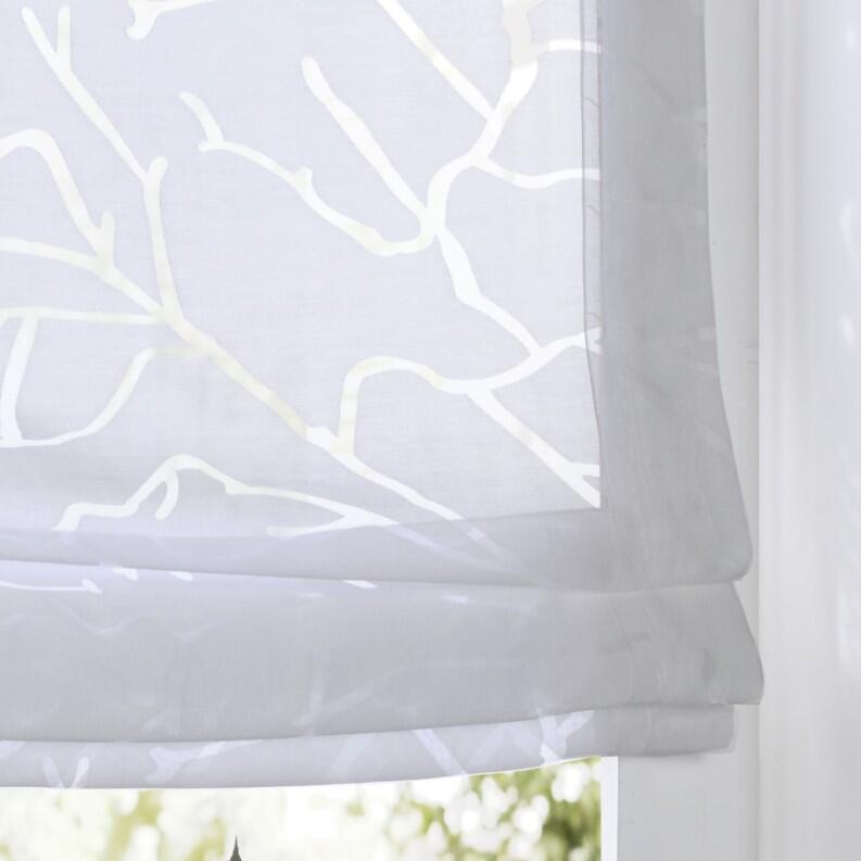 Raffrollo nach Maß Jerry weiß | Ösenrollo mit Hakenaufhängung - Jerry halbtransparentes Raffrollo