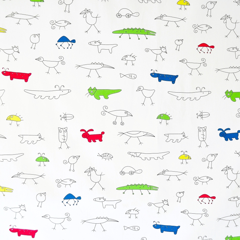 Kinderstoff Lasse bunt bedruckt