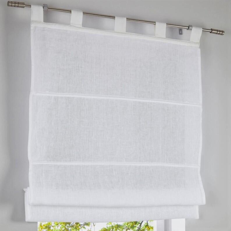 Raffrollo Leinen Metis weiss mit Schlaufen