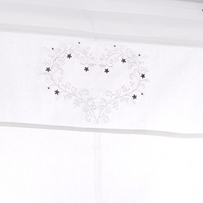 Raffrollo / Ösenrollo Svea ohne Bohren | weiss - Breite 45 - 100 cm - Svea weiss Raffrollo Stickerei