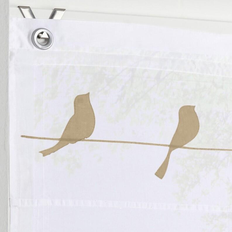 Raffrollo Gravelot mit Ösen - hübsches Vogel-Motiv in natur - Breite 45 - 100 cm - Ösen Raffrollo