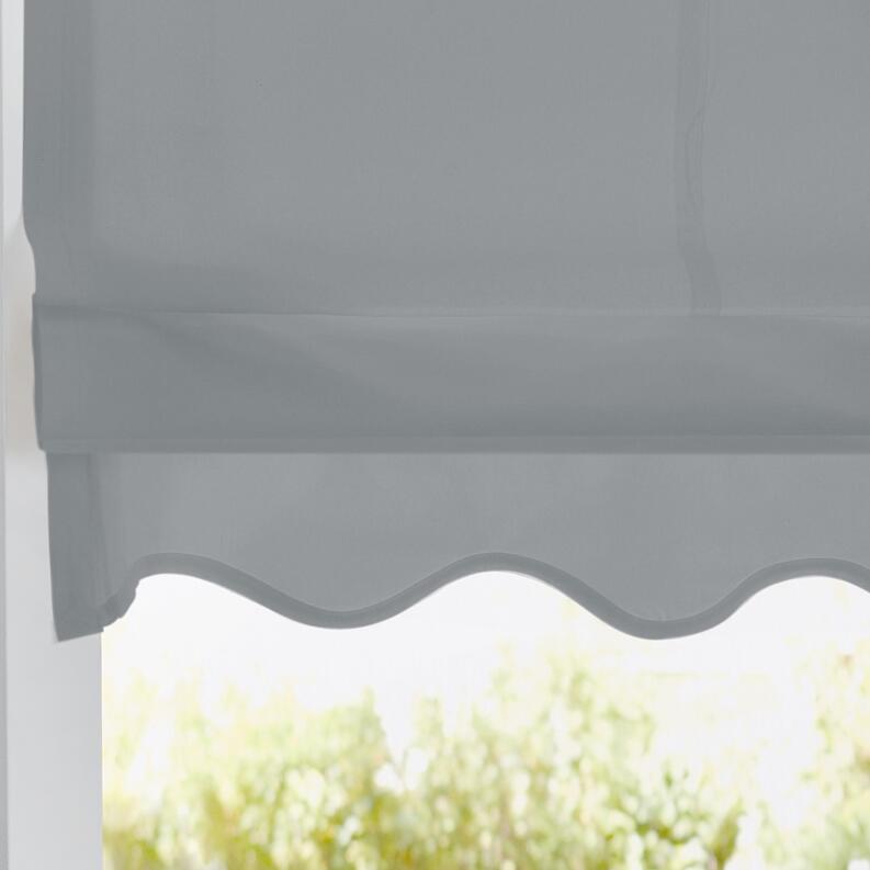 Raffrollo nach Maß Olivia grau Volant Welle mit Paspel