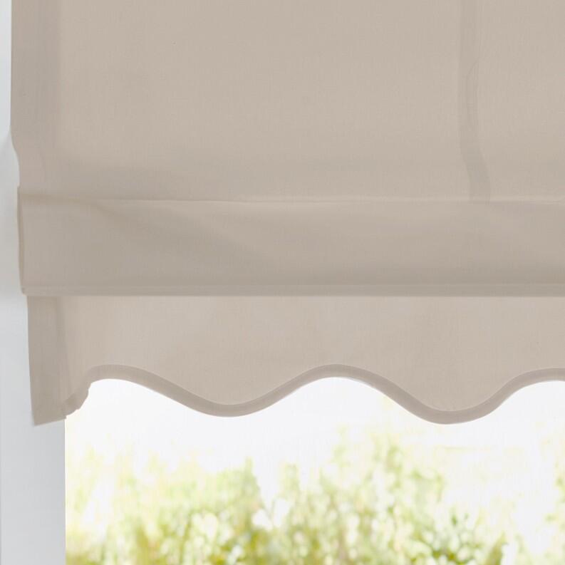 Raffrollo nach Maß Olivia natur Volant Welle mit Paspel