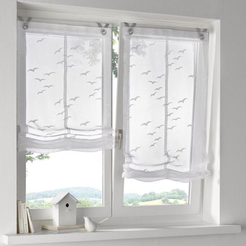 Raffrollo Ösenrollo Seabird weiss transparent maritim