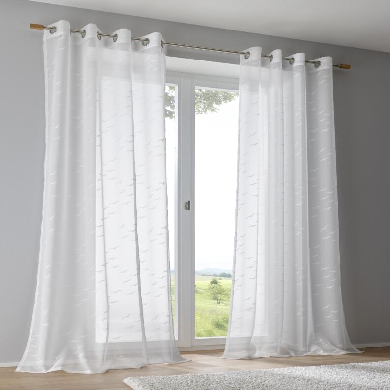 Weisser Vorhang Seabird transparent mit Möwen