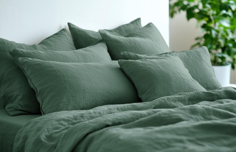 Öko-Tex zertifizierte Leinenbettwäsche in flaschengrün
