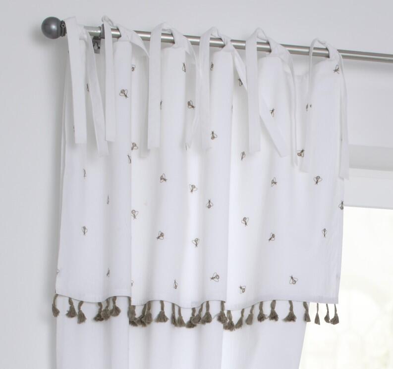 Landhausvorhang Honey Volant Quasten