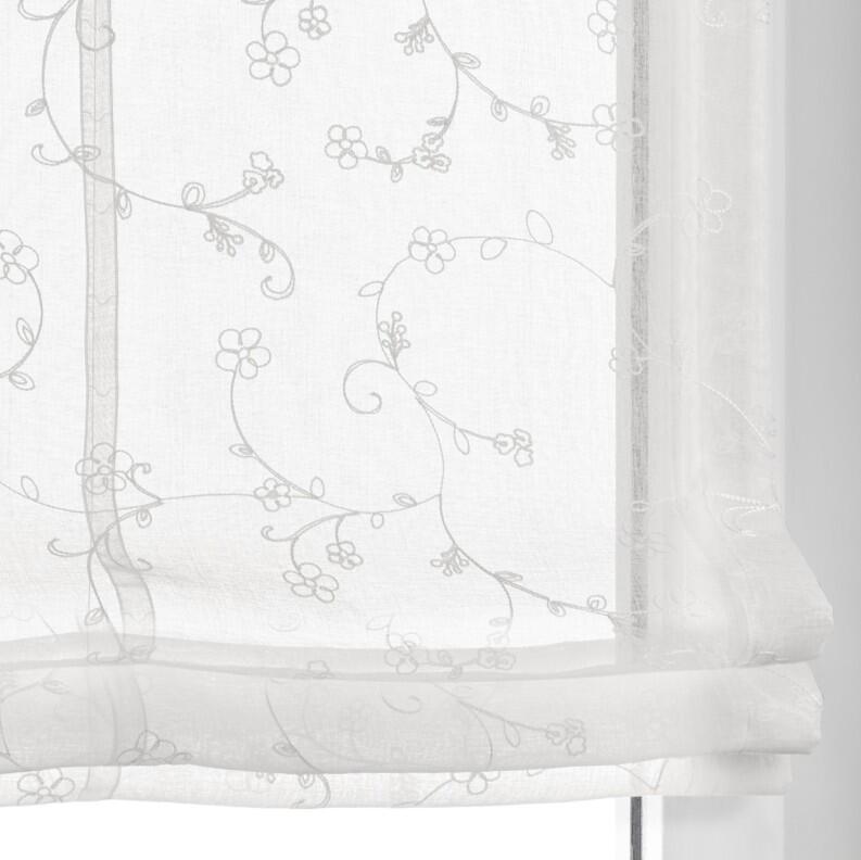Raffrollo Liv weiß halbtransparent Stickerei