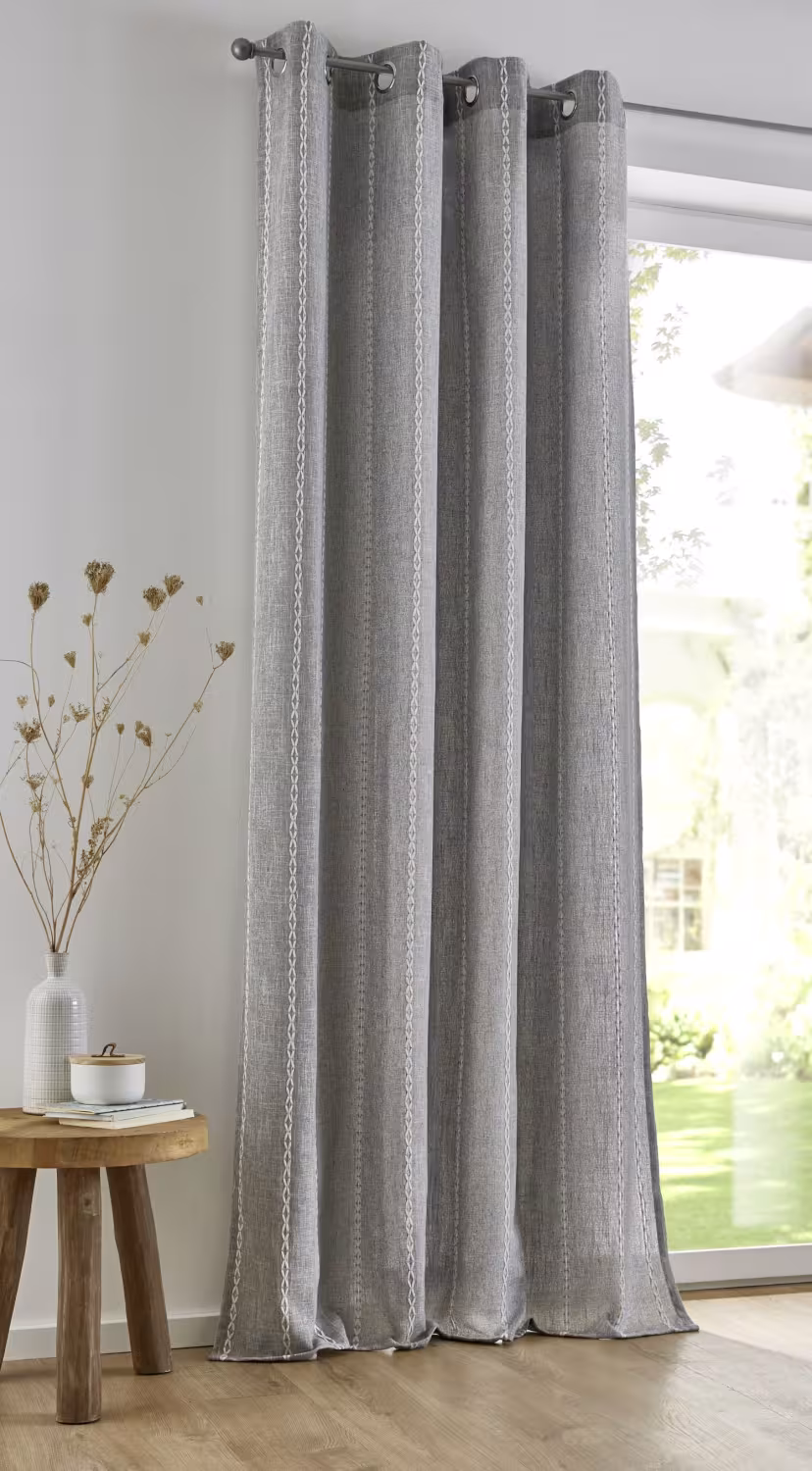 Vorhang Gardine Raya blickdicht grau mit Ösen